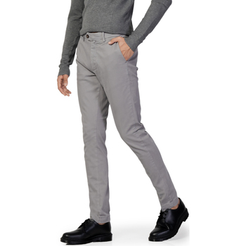 textil Hombre Pantalones Borghese Firenze - Pantalone Elegante Twill - Fit Slim Gris