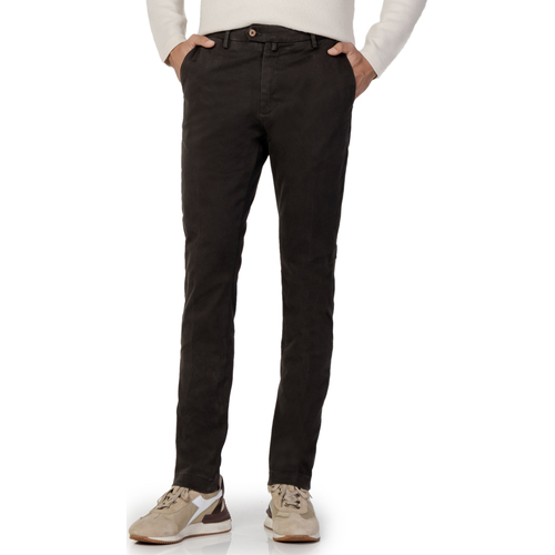 textil Hombre Pantalones Borghese Firenze - Pantalone Elegante Twill - Fit Slim Marrón