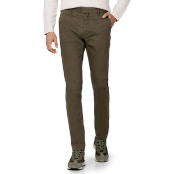 textil Hombre Pantalones Borghese Firenze - Pantalone Elegante Twill - Fit Slim Verde