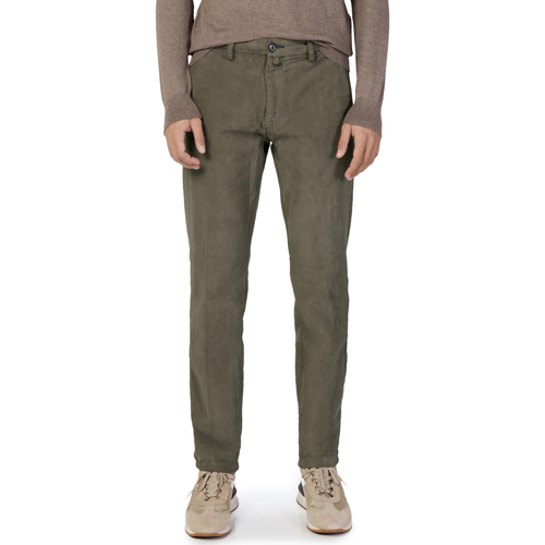 textil Hombre Pantalones Borghese Milano - Pantalone Elegante Velluto - Fit Slim Verde