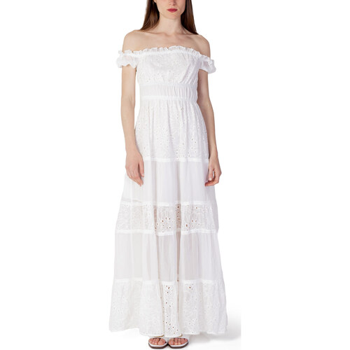 textil Mujer Vestidos largos Guess ZENA LONG DRESS W3GK51WFDR2 Blanco