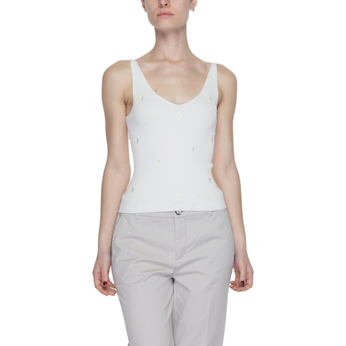 textil Mujer Camisetas sin mangas Jacqueline De Yong JDYNANNA S/L BORDADO TOP KNT - 15257194 Blanco