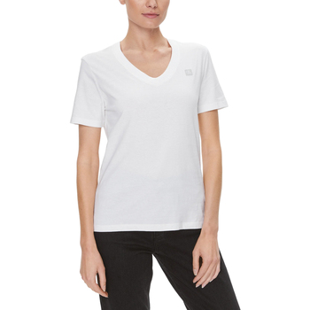 textil Mujer Camisetas manga corta Calvin Klein Jeans EMBRO BADGE V-NEC J20J222560 Blanco