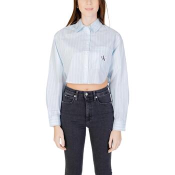 textil Mujer Camisas Calvin Klein Jeans WOVEN LABEL CROPPED J20J222614 Azul