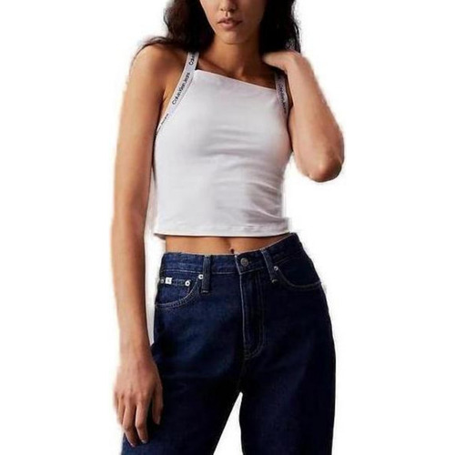 textil Mujer Camisetas sin mangas Calvin Klein Jeans LOGO ELASTIC STRAPPY J20J223110 Blanco