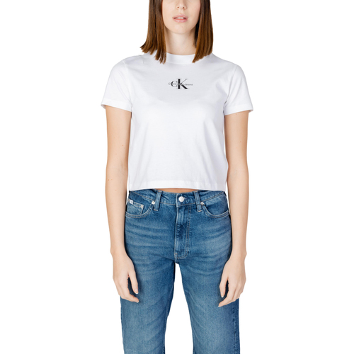 textil Mujer Camisetas manga corta Calvin Klein Jeans MONOLOGO BABY J20J223113 Blanco