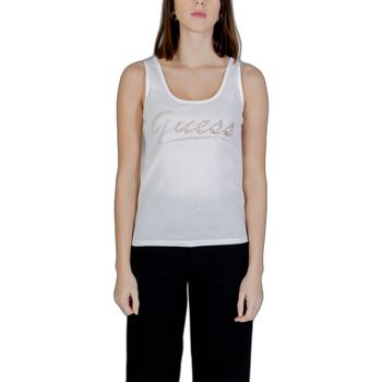 textil Mujer Camisetas sin mangas Guess LOGO TANK W4GP16 K1814 Blanco
