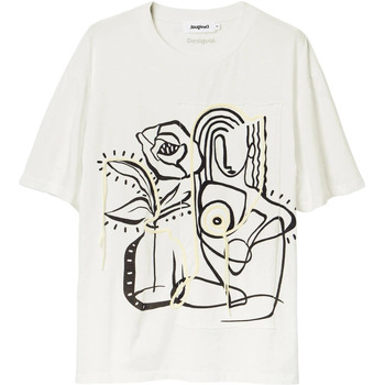 textil Mujer Camisetas manga corta Desigual TRISTAN 24SWTKB0 Blanco
