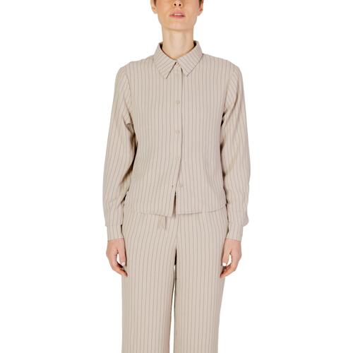 textil Mujer Camisas Only Onlmette Ls Striped Wvn 15314929 Beige
