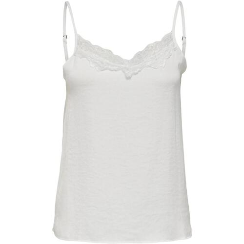 textil Mujer Camisetas sin mangas Jacqueline De Yong JDYAPPA NEW LACE SINGLET WVN NOOS 15233143 Blanco