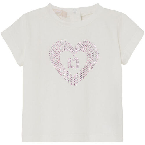 textil Niña Camisetas manga corta Liu Jo Camiseta con corazón y strass Blanco