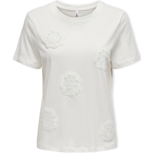 textil Mujer Tops / Blusas Only Top Tulle Life S/S - Cloud Dancer Blanco