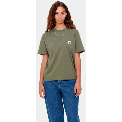 textil Camisetas manga corta Carhartt Camiseta Carhartt verde pocket tee Verde