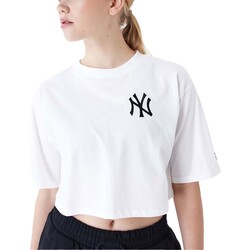 textil Mujer Camisetas manga corta New-Era Mlb Le Crop Tee Neyyan  Whiblk Blanco