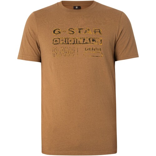 textil Hombre Camisetas manga corta G-Star Raw Camiseta Ajustada Originales Desgastados Marrón