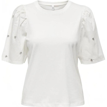 textil Mujer Camisetas manga corta Only ONLLINA S/S PUFF SHINE TOP JRS 15315551 Blanco