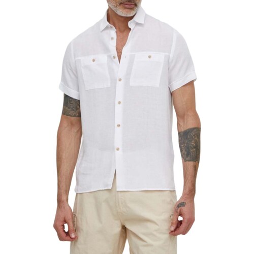 textil Hombre Camisas manga larga Liu Jo M124P201POCKETLINEN Blanco