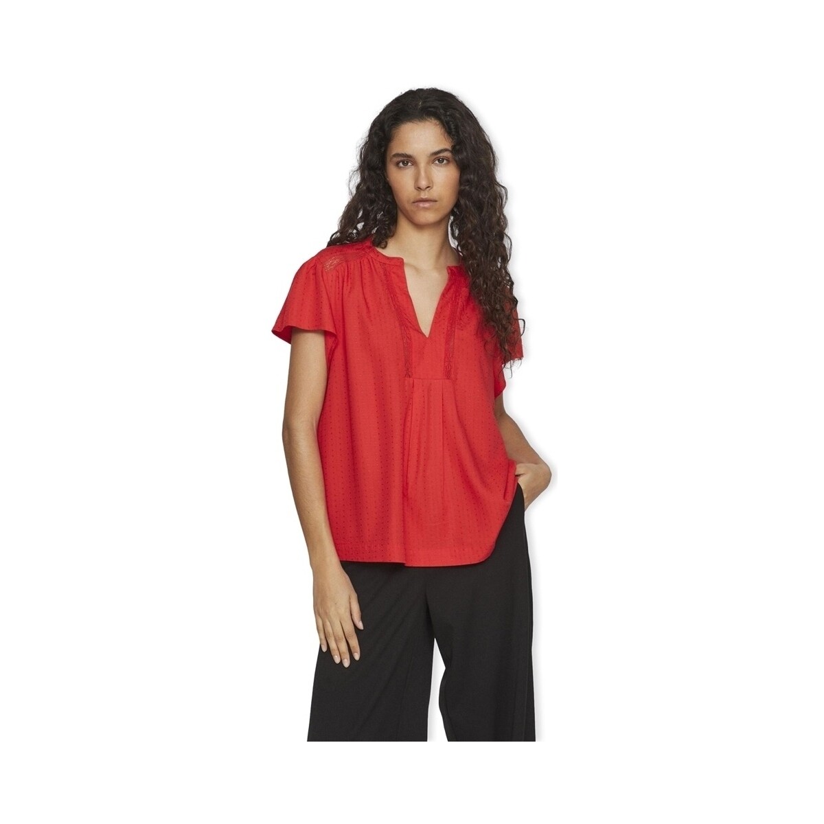 textil Mujer Tops / Blusas Vila Nensa Top S/S - Poppy Red Rojo