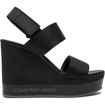 Zapatos Mujer Zapatos de tacón Calvin Klein Jeans WEDGE WEBBING YW0YW01360 Negro