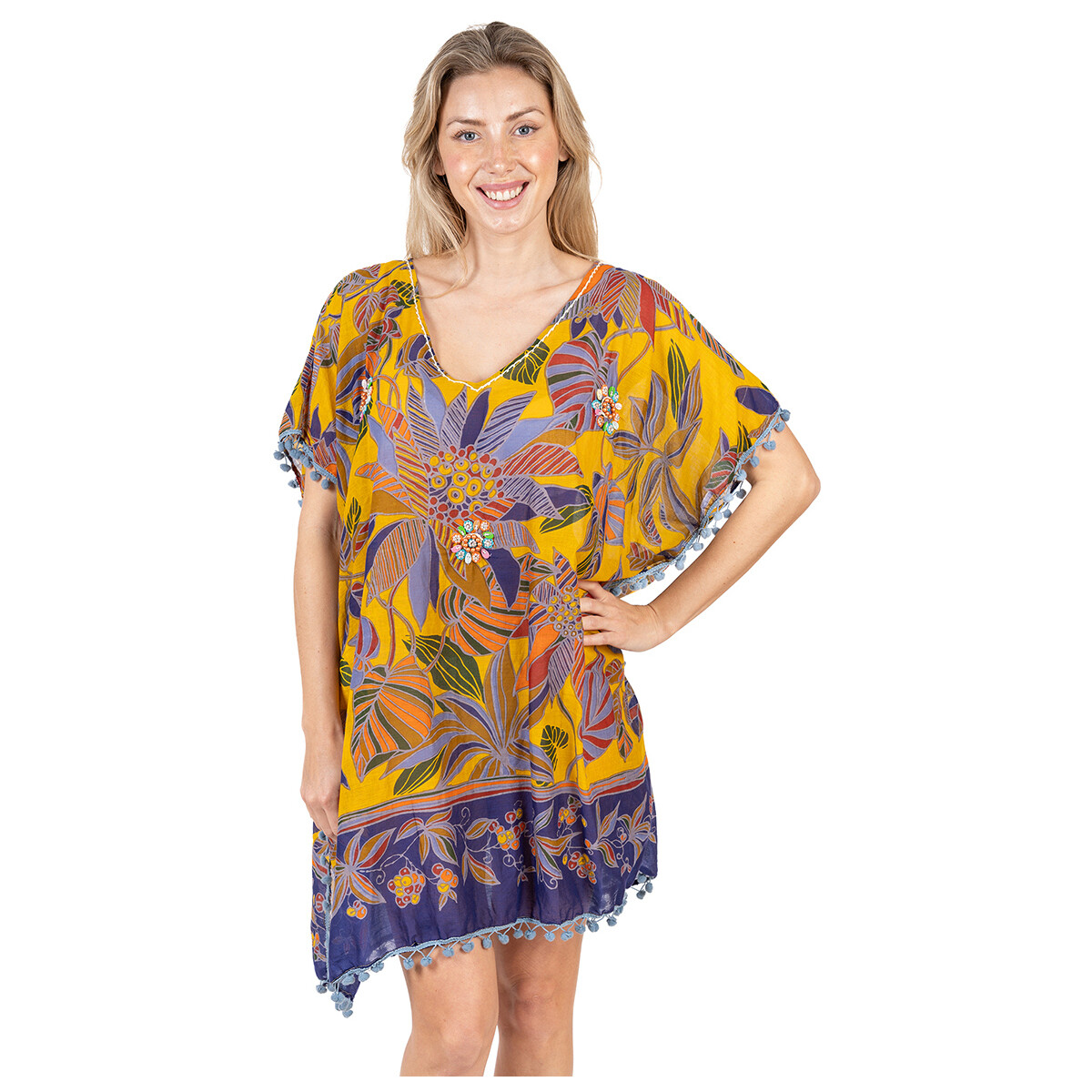 textil Mujer Pareos Isla Bonita By Sigris Poncho Amarillo