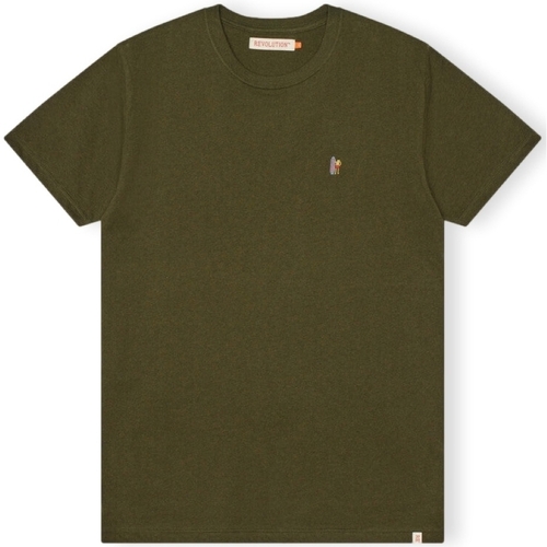 textil Hombre Tops y Camisetas Revolution T-Shirt Regular 1364 POS - Army Mel Verde