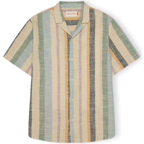 textil Hombre Camisas manga larga Revolution Cuban Shirt S/S 3918 - Dustgreen Multicolor