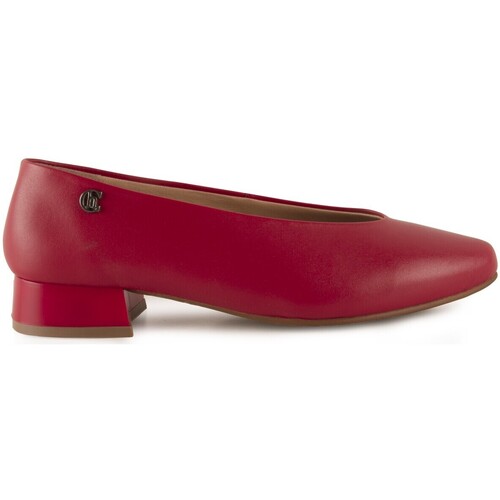 Zapatos Mujer Bailarinas-manoletinas Chamby Bailarinas de piel rojas con tacón by Rojo