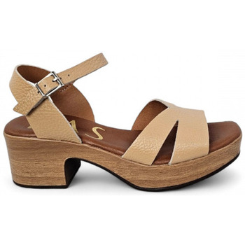 Zapatos Mujer Mocasín Lolas sandalia semicuña efecto madera fabricada en españa Beige