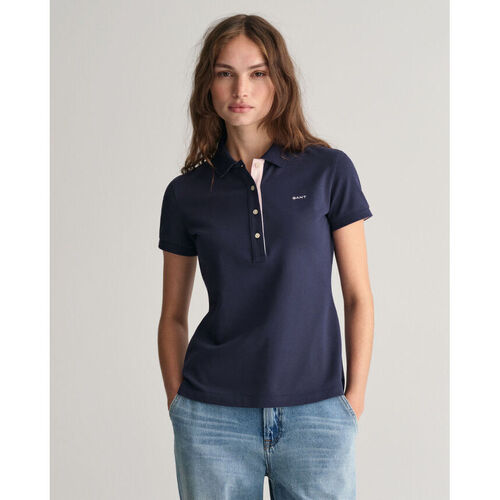 textil Mujer Tops y Camisetas Gant Polo de piqué con cuello en contraste Azul