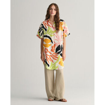 textil Mujer Túnicas Gant Caftán de lino con estampado de palmeras y manga corta Multicolor