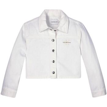 textil Niña Abrigos Calvin Klein Jeans WHITE BUTTON DENIM JACKET Blanco