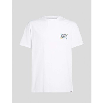 textil Hombre Camisetas manga corta Tommy Jeans CAMISETA  TJM FLOWER POWER TEE YBR WHITE Blanco