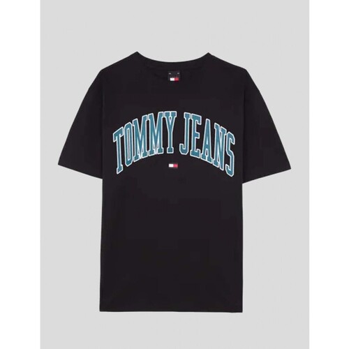 textil Hombre Camisetas manga corta Tommy Jeans CAMISETA  TJM REGULAR POPCOLOR VARSITY TEE BDS BLACK Negro