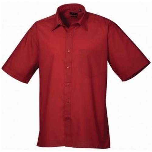 textil Hombre Camisas manga corta Premier Poplin Rojo