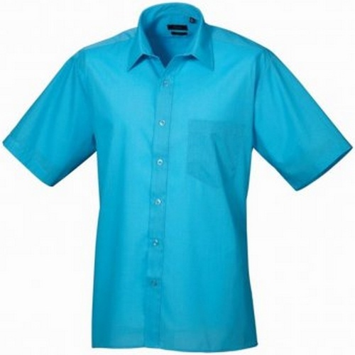 textil Hombre Camisas manga corta Premier Poplin Azul