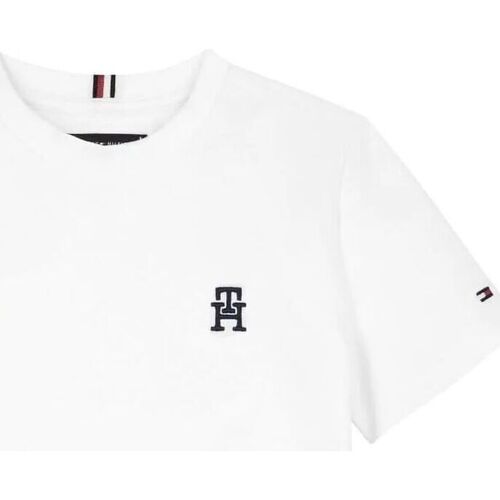 textil Niño Tops y Camisetas Tommy Hilfiger KB0KB08820 PIQUET MONOGRAM TEE-YBR WHITE Blanco