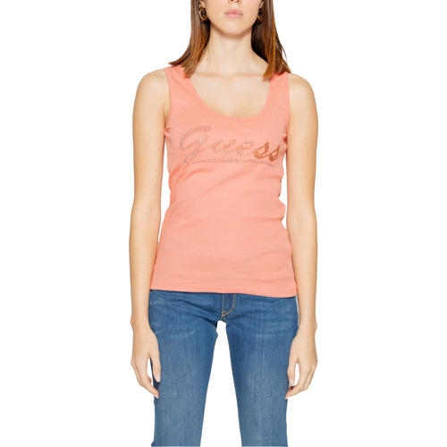 textil Mujer Camisetas sin mangas Guess LOGO TANK W4GP16 K1814 Rosa