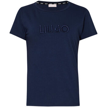 textil Mujer Tops y Camisetas Liu Jo Camiseta con logotipo bordado y strass Azul