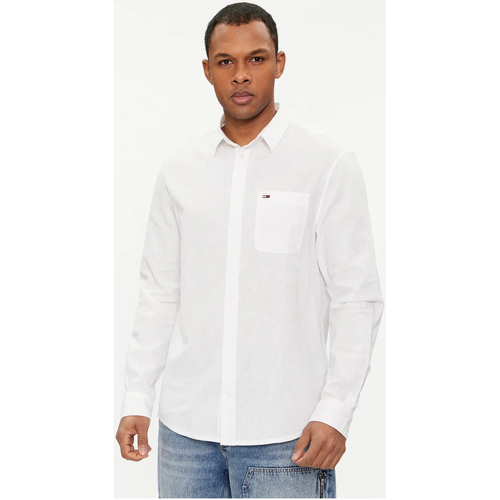 textil Hombre Camisetas manga larga Tommy Jeans DM0DM18962 - Hombres Blanco