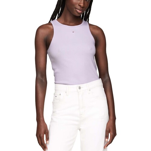 textil Mujer Camisetas sin mangas Tommy Jeans Tjw Essential Rib Ta Violeta