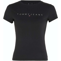 textil Mujer Camisetas manga corta Tommy Jeans Tjw Slim Tonal Linea Negro