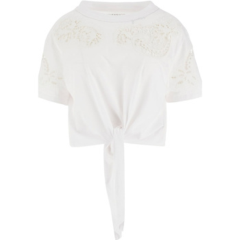 textil Mujer Tops y Camisetas Guess Ss Cn Ajour Lace Tee Blanco