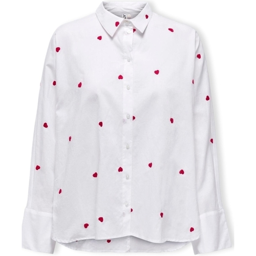 textil Mujer Tops / Blusas Only New Lina Grace Shirt L/S - Bright White/Heart Blanco