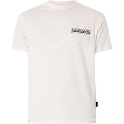 textil Hombre Camisetas manga corta Napapijri Camiseta Gráfica Espalda Martre Blanco