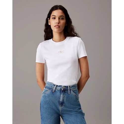 textil Mujer Tops y Camisetas Calvin Klein Jeans J20J223552 Blanco