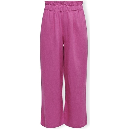 textil Mujer Pantalones Only Solvi-Caro Linen Trousers - Raspberry Rose Rosa