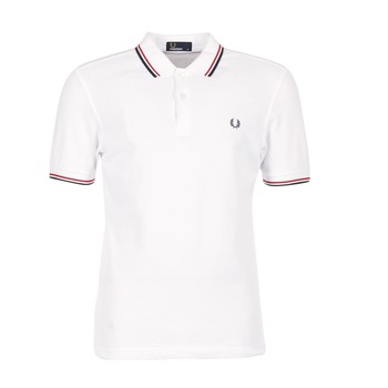 textil Hombre Polos manga corta Fred Perry SLIM FIT TWIN TIPPED Blanco / Rojo