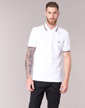 Fred Perry SLIM FIT TWIN TIPPED Blanco / Rojo