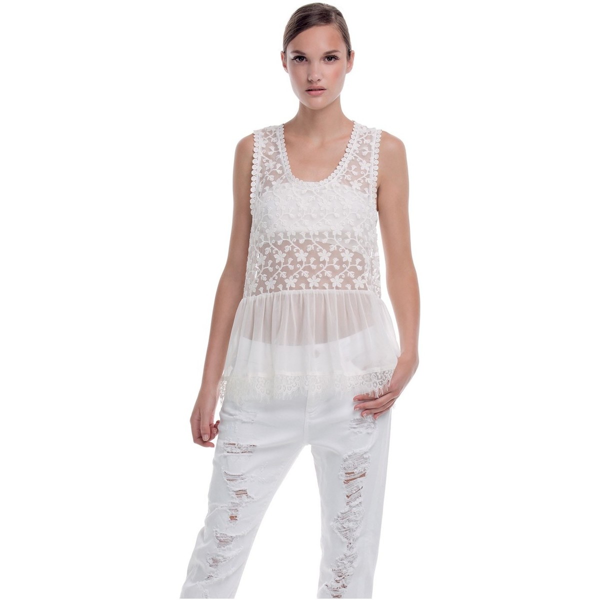 textil Mujer Camisetas sin mangas Kocca Top Kanado Blanco