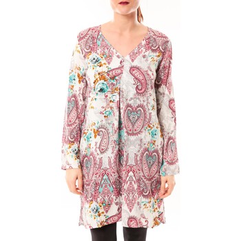 textil Mujer Túnicas Dress Code Robe Moda H G-0080-3 Blanc/Rose Rosa